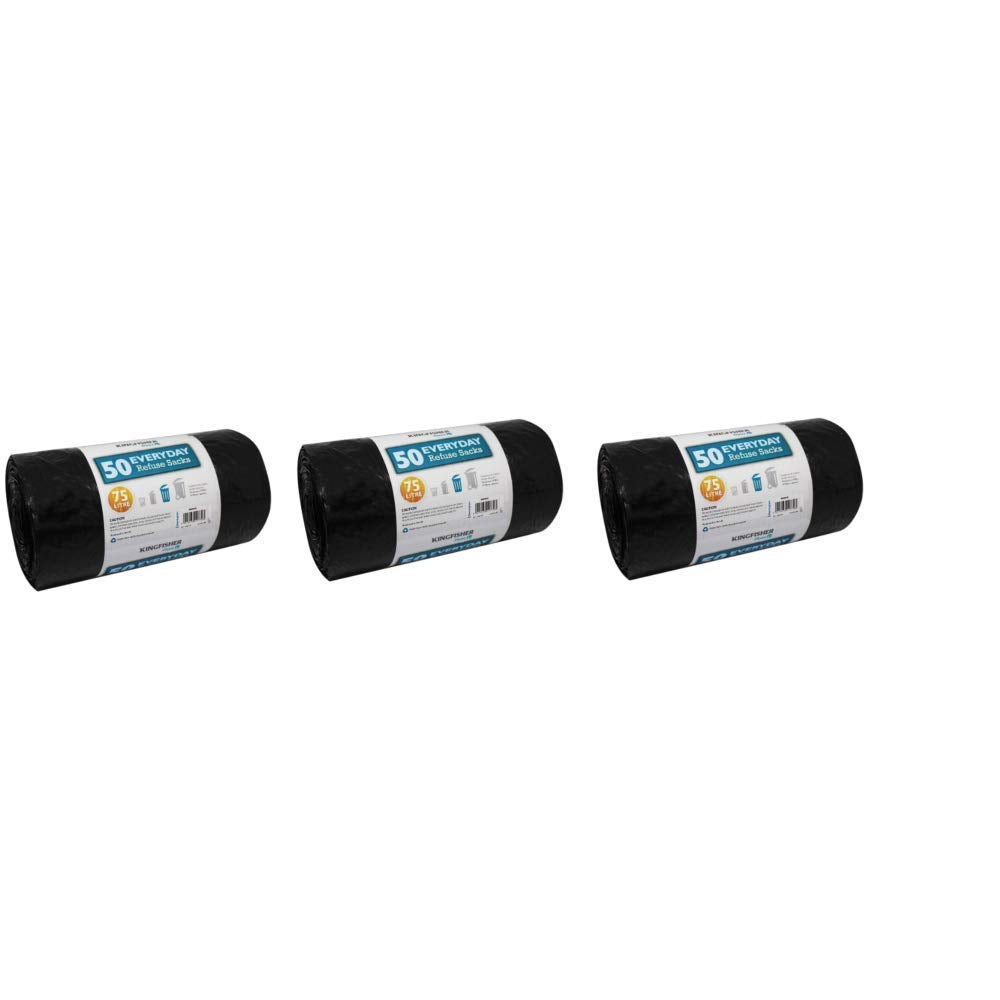 50 Heavy Duty Black Bin Bags Dustbin Liners 75 Litre Size Refuse Sacks Homeware 50 Heavy Duty Black Bin Bags Dustbin Liners 75 Litre Size Refuse Sacks Homeware